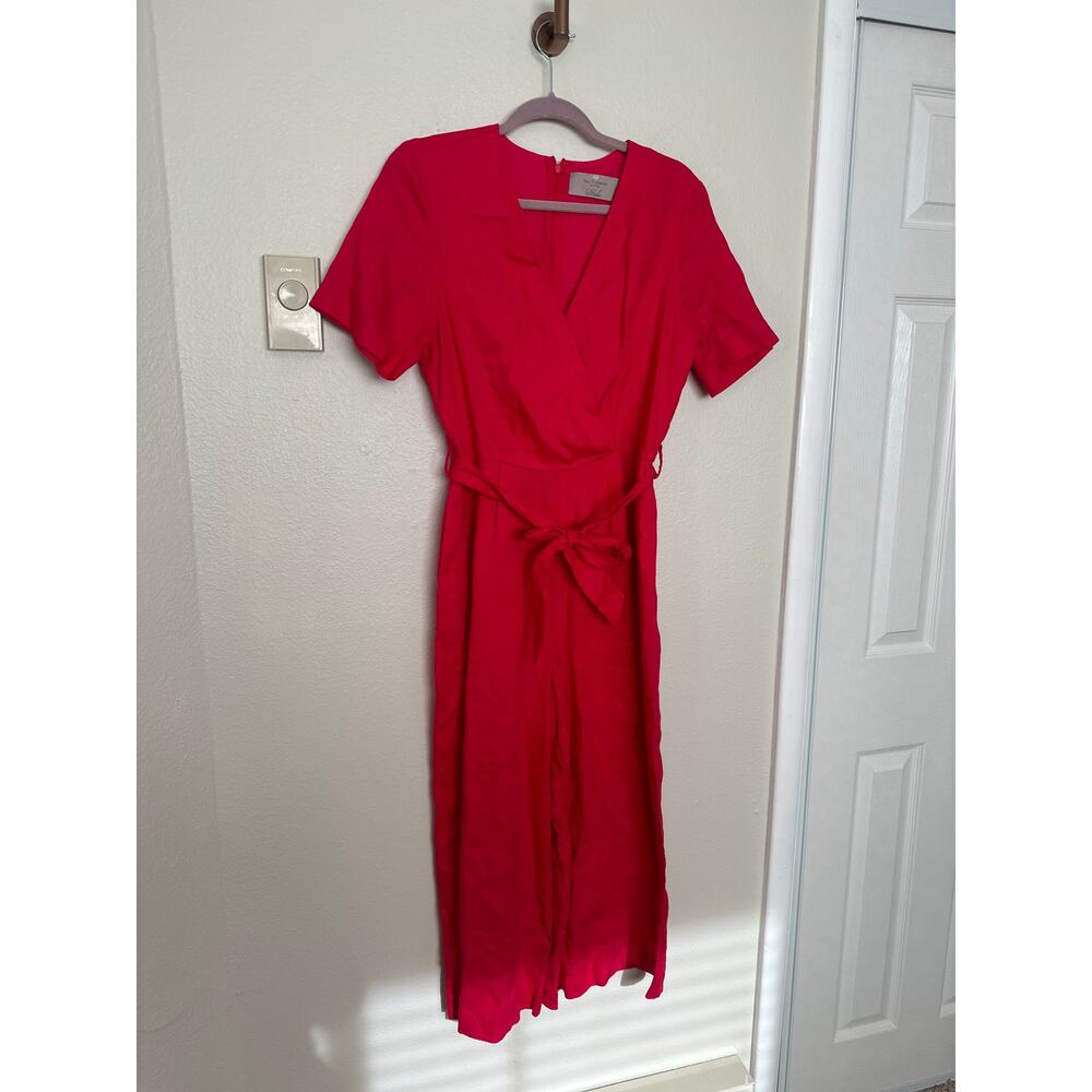 Sz 8 Hot Pink Linen Jumpsuit with Pockets Paul Costelloe Living Studio - Picture 4 of 15